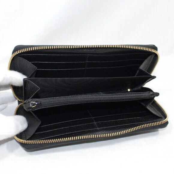 Gucci Wallet Leather Ophidia Zip Around Sherry Line Long Black - Picture 7 of 10